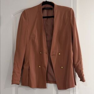 Zara Double-Breasted Blazer in Terracotta